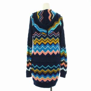 MISSONI ジップアップパーカー ニット ロング 長袖 総柄 XS マルチカラー