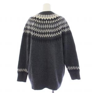 23区 23AW フェアアイル カーディガン 長袖 ニット ウール アルパカ 38 M グレー KRWOSW0562