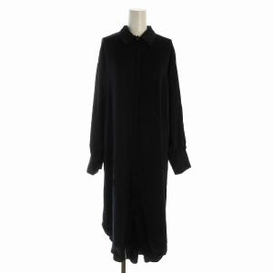 Spick&Span 22AW サテンバックギャザーシャツワンピース チュニック ロング シフォン F 紺 ネイビー 22040200904040