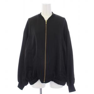 24SS 【洗える】ドレープサテン MA-1 ブルゾン ジャケット ジップアップ 38 M 黒 ブラック
