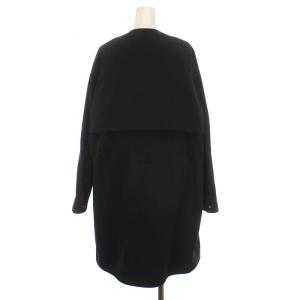 23区 24SS 撥水加工 ライトツイル ノーカラーコート ミドル丈 ジップアップ アウター 38 M 黒 ブラック