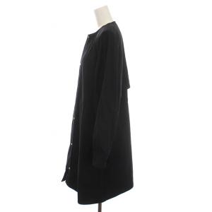 23区 24SS 撥水加工 ライトツイル ノーカラーコート ミドル丈 ジップアップ アウター 38 M 黒 ブラック