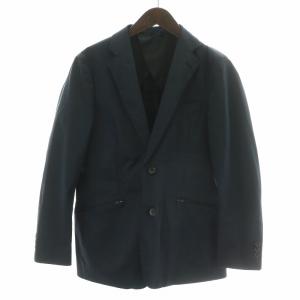 DESCENTE スーツ セットアップ 上下 テーラードジャケット 紺ブレ シングル 背抜き スラックスパンツ ジップフライ A4 S 紺 ネイビー