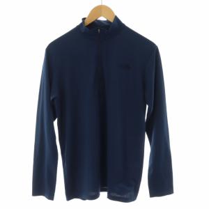 カットソー ハーフジップ ハイネック 刺繍 ワンポイント 長袖 M 紺 ネイビー