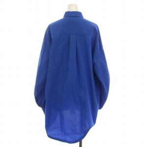 ENFOLD 22SS ライトタイプライター スカラップAラインSHIRT シャツ ブラウス 長袖 38 M 青 ブルー 300FS830-0940