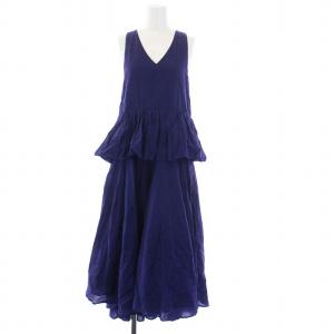 島の夢のドレス ノースリーブワンピース ロング マキシ ペプラム 紺 ネイビー /KH