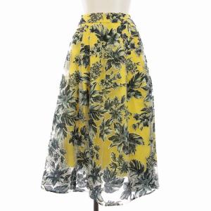 タグ付き オパールミモレスカート フレア ロング チュール 花柄 1 M 黄 イエロー FWFS171563