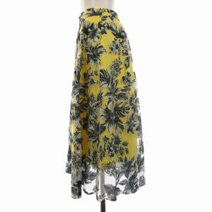 FRAY I.D タグ付き オパールミモレスカート フレア ロング チュール 花柄 1 M 黄 イエロー FWFS171563