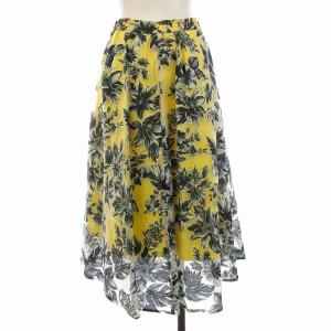 FRAY I.D タグ付き オパールミモレスカート フレア ロング チュール 花柄 1 M 黄 イエロー FWFS171563