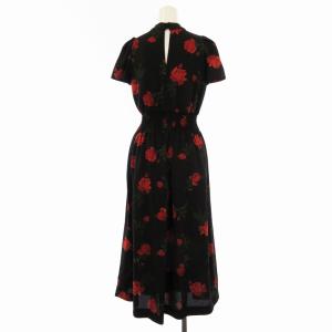 SNIDEL ワンピース ロング 花柄 半袖 F 黒 ブラック 赤 レッド /EE
