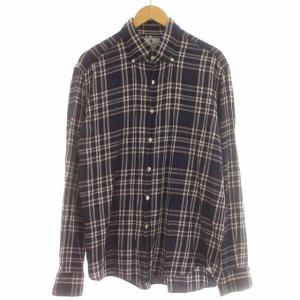 GIANNETTO ネルシャツ チェック 長袖 シャツ XL ネイビー 紺 /G