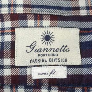 GIANNETTO ネルシャツ チェック 長袖 シャツ XL ネイビー 紺 /G