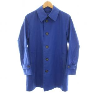 ステンカラーコート アウター ミドル ライナー付 ウール S 青 ブルー /YT