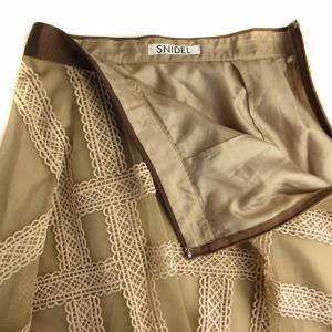 SNIDEL エンブロイダリーチェックスカート フレア マキシ ロング レース シアー シースルー 0 S ベージュ SWFS204106