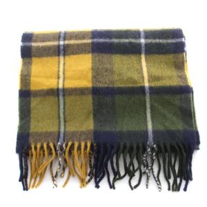 UNITED ARROWS BEGG＆CO マフラー フリンジ ウール アンゴラ混 チェック柄 黄色 イエロー 緑 グリーン