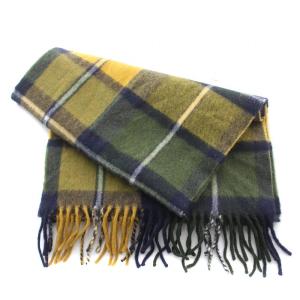 UNITED ARROWS BEGG＆CO マフラー フリンジ ウール アンゴラ混 チェック柄 黄色 イエロー 緑 グリーン