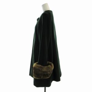 SNIDEL ビジューブローチAラインコート ノーカラーコート ロング フェイクファー 0 S ダークグリーン SWFC175014
