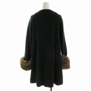 SNIDEL ビジューブローチAラインコート ノーカラーコート ロング フェイクファー 0 S ダークグリーン SWFC175014