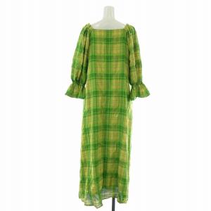 Ameri VINTAGE 22SS レーシーチェックパフドレス LACEY CHECK PUFF DRESS ワンピース ロング