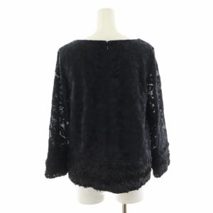 Diagram GRACE CONTINENTAL シャツ ブラウス Uネック レース 花柄 カットワーク プルオーバー 長袖 36 S 黒 ブラック