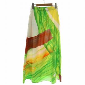 Ameri VINTAGE 22SS ヘイリーウェーブアートスカート HAILEY WAVE ART SKIRT ロング マキシ フレア 総柄 S マルチカラー