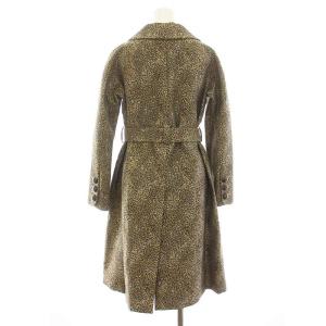 J&M DAVIDSON ステンカラーコート ロング レオパード ヒョウ柄 ベルト付き 10 M ベージュ 黒 ブラック