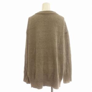 Deuxieme Classe ニット Vネック リネン シルク混 長袖 F 茶 ブラウン /G