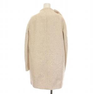 kate spade new york ノーカラーコート ロング スパンコール リボン アウター 0 S アイボリー ライトベージュ /YM