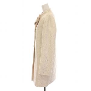 kate spade new york ノーカラーコート ロング スパンコール リボン アウター 0 S アイボリー ライトベージュ /YM