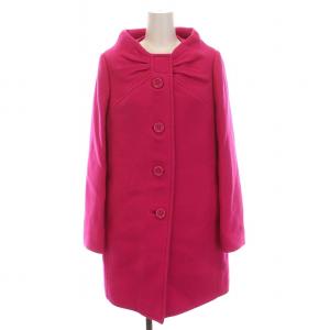 ノーカラーコート ミドル丈 裏地レオパード アウター 2 M ピンク /YM