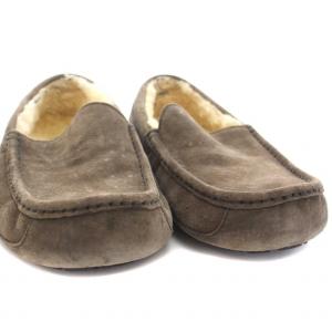UGG australia M ASCOT アスコット モカシン ローファー シューズ ムートン スリッポン スエード US8 26cm 茶 グレーブラウン