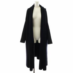 スムースニットガウンコート ロング丈 ウール アウター 紺 ネイビー /AN38