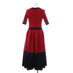 EPOCA ニットワンピース 半袖 ロング バイカラー 38 M 赤 黒 レッド ブラック M5J05-816-16