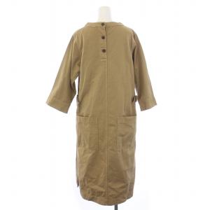 MARGARET HOWELL フロントポケットワンピース ロング 七分袖 1 S ベージュ 595-9158505