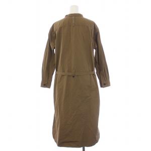 MHL. 20AW DRY COTTON POPLIN OP ワンピース ロング 長袖 ウエストベルト 1 S 茶 ブラウン 595-0258501