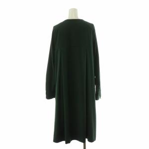 Lois CRAYON ワンピース ミモレ ロング 長袖 Iライン ノーカラー M 緑 グリーン