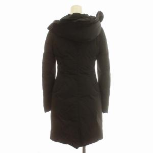 EMPORIO ARMANI ダウンコート フリル ロング フード コート 36 S 黒 ブラック