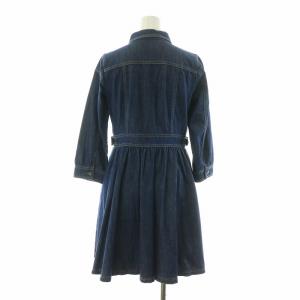 BLUE LABEL CRESTBRIDGE デニムシャツワンピース フレア ミモレ ロング 長袖 38 M インディゴ