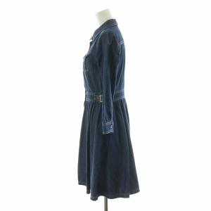 BLUE LABEL CRESTBRIDGE デニムシャツワンピース フレア ミモレ ロング 長袖 38 M インディゴ