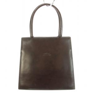 ハンドバッグ レザー ロゴ型押し 保存袋付き 茶 ブラウン