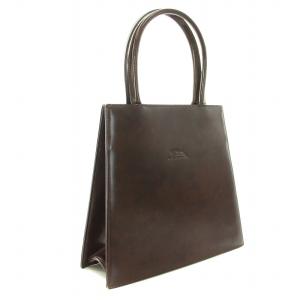 Longchamp ハンドバッグ レザー ロゴ型押し 保存袋付き 茶 ブラウン