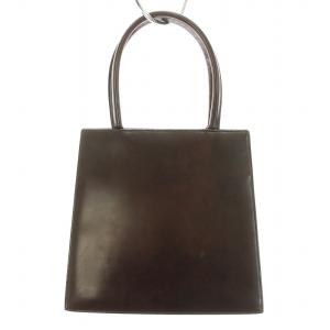 Longchamp ハンドバッグ レザー ロゴ型押し 保存袋付き 茶 ブラウン