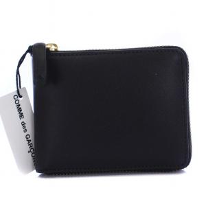 Wallet コンパクトウォレット 二つ折り財布 ラウンドファスナー レザー 黒 ブラック /KH