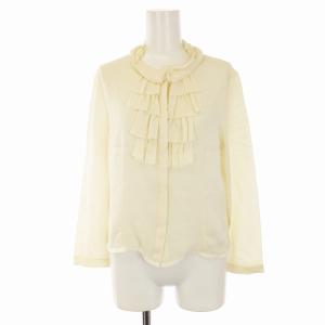 COLLECTION シャツ ブラウス シルク フリル 七分袖 38 M アイボリー