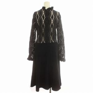 SEE BY CHLOE ワンピース レース 長袖 ロング 切替 S ネイビー 紺 /G