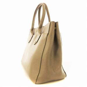 FURLA ハンドバッグ スクエア型 レザー ロゴ 鞄 グレージュ /MM