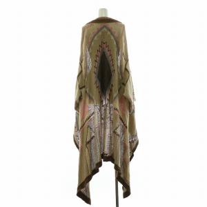 RALPH LAUREN ラップカーディガン ニット ガウン アシンメトリー アシメ ネイティブ 半袖 絹 シルク 麻 リネン混 XS 茶 ブラウン