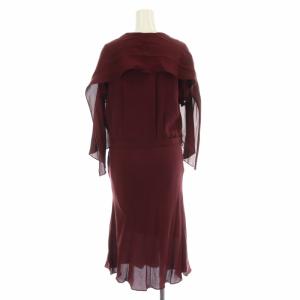 RALPH LAUREN ワンピース ロングミモレ 絹 シルク ビッグカラー シアー シースルー Vネック パフスリーブ 半袖 ペチコート付き