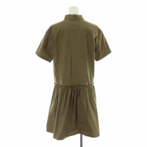 MACKINTOSH PHILOSOPHY MACKINTOSHPHILOSOPHY シャツワンピース ひざ丈 タック ギャザー フリル 半袖 38 M カーキ /XK