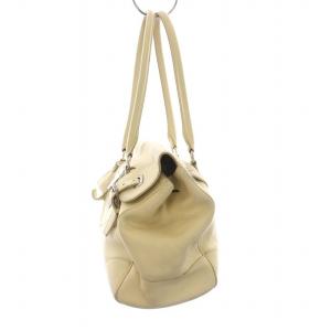 RALPH LAUREN ハンドバッグ ショルダーバッグ レザー イエローベージュ クリーム色